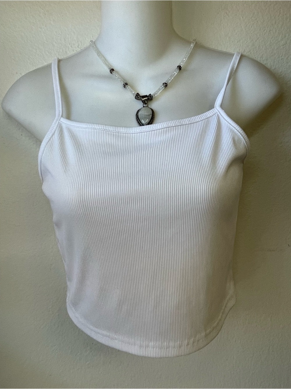 SHEIN White Ribbed Spaghetti Strap Camisole